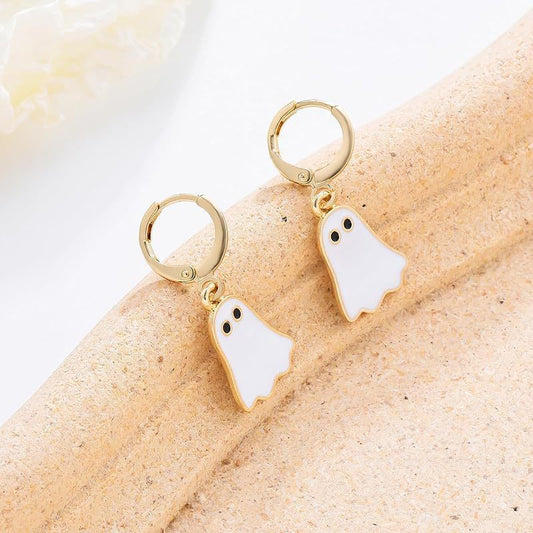 Halloween Walking Ghost Golden Cute Earrings