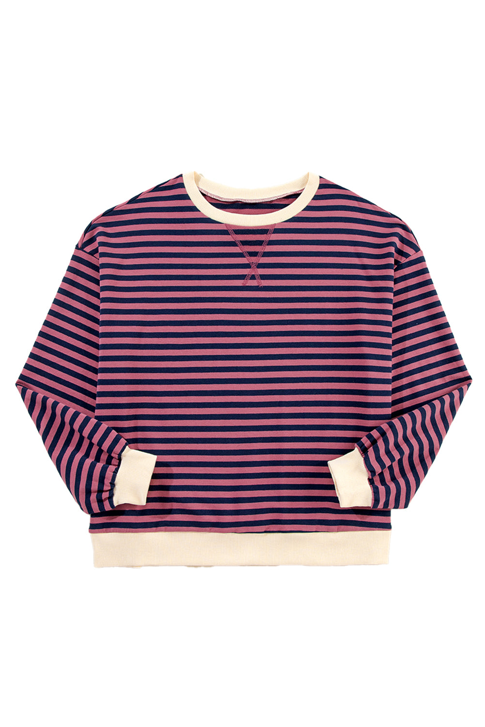 Green Stripe Contrast Edge Oversized Sweatshirt