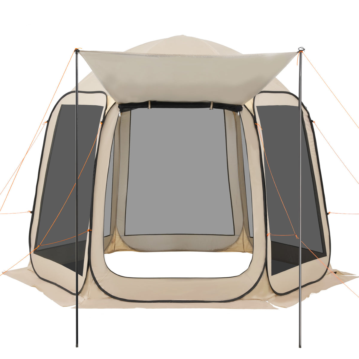 Screen House Tent, 10 x 9.2 ft, 4-8 Person Pop Up Screen Tent with Extended Awning, Portable Screened in Canopy with Carry Bag, Netting Sides, for Patio, Backyard, and Outdoor Activities, Beige