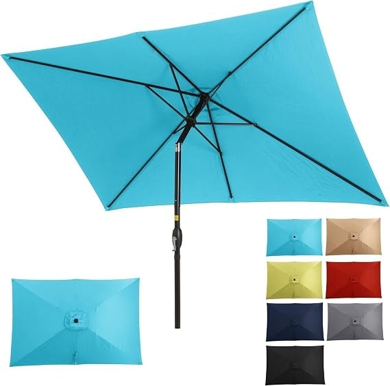Outdoor Patio Umbrella, Patio Umbrella, Market Umbrella, Luxury Metal Pole Umbrella with Push Button Tilt and Crank, Metal Ribs, Polyester Canopy