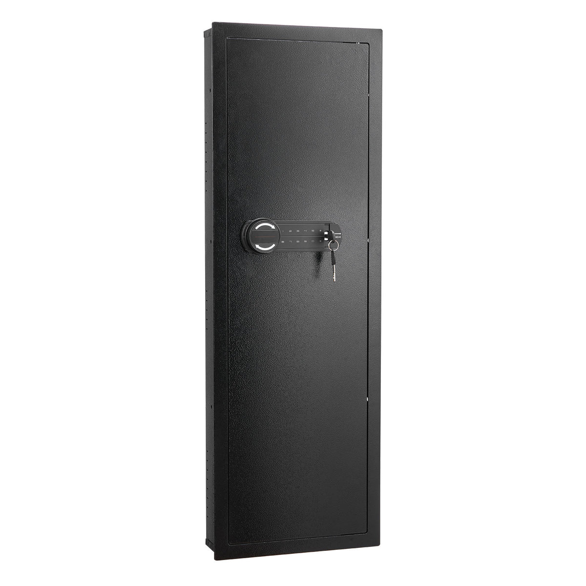 Wall Safe, 4-Tier Hidden Wall Mounted Gun Safe with Password & Key, Q235 Cold-Rolled Steel In-Wall Box with LED Lighting, 3 Adjustable Shelves & Key Holders for Money, Jewelry, Passport, Black