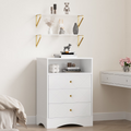 Dresser with Drawers & Floating Shelves, 3 Drawer Dresser with Open Storage & Painted Finish, Modern Storage Dresser for Toddler Room, Bedroom, Living Room, Closet, Hallway, White