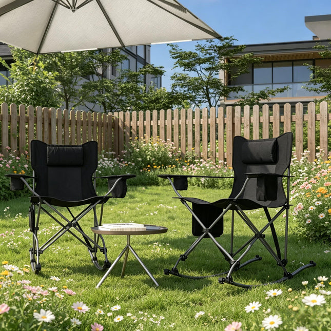 Set of 2 Rocking Camping Chair,Portable Chairs,Folding Rocking Camping Chairs