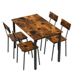 5 Piece Metal and Wood Indoor Modern Dinning Table Furniture Set for 4, Dining Table Chairs - Eloy Royal