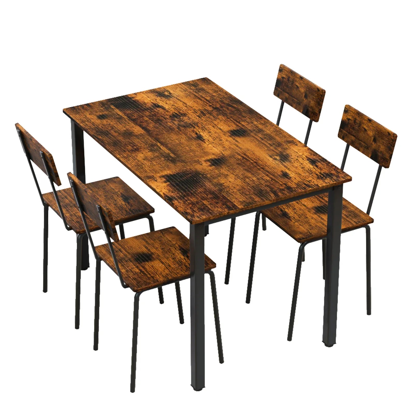 5 Piece Metal and Wood Indoor Modern Dinning Table Furniture Set for 4, Dining Table Chairs - Eloy Royal