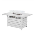 54.3 Inches Rectangular White Aluminum Propane Fire Pit Table with Stainless Burner, Lava Rock, Waterproof Cover