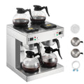 Commercial Drip Coffee Maker, 24 Cups Coffee-Maker Machine with 4 Glass Carafes and 4 Decanter Warmer Plates, Stainless Steel Dual-Head Coffee Brewer, for Restaurant, Office, Coffee Shop & Home