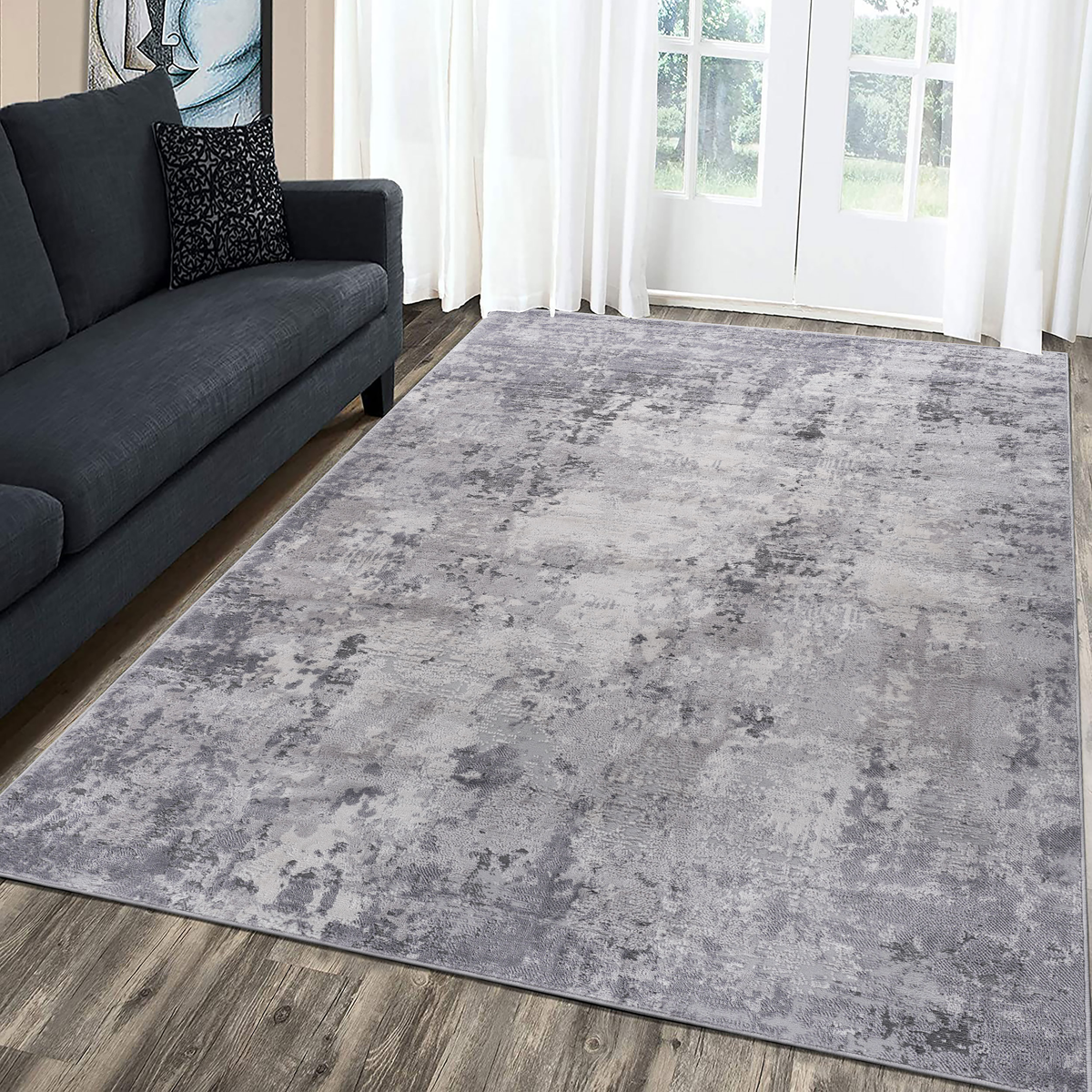MARFI Collection 7.9X10. Light Grey / Abstract Area Rug Modern, Contemporary, Non-Shedding & Easy to Clean, Ideal for Living Room, Bedroom, Dining Space, 120*93 inch