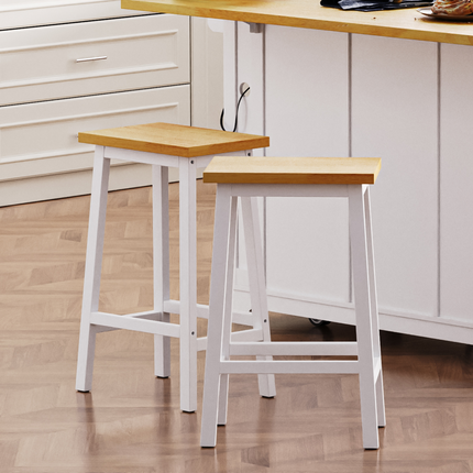 K&K Solid Wood Bar Stools with Farmhouse Stools
