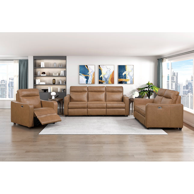 Modern Power Reclining Sofa Set 3pc Brown Faux Leather Sofa Loveseat Chair Charging Ports Zero Wall Recliner Design Upholstery Furniture