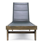 Summerland Chaise Lounge - Dark Grey Mesh Acacia Wood Outdoor Seating