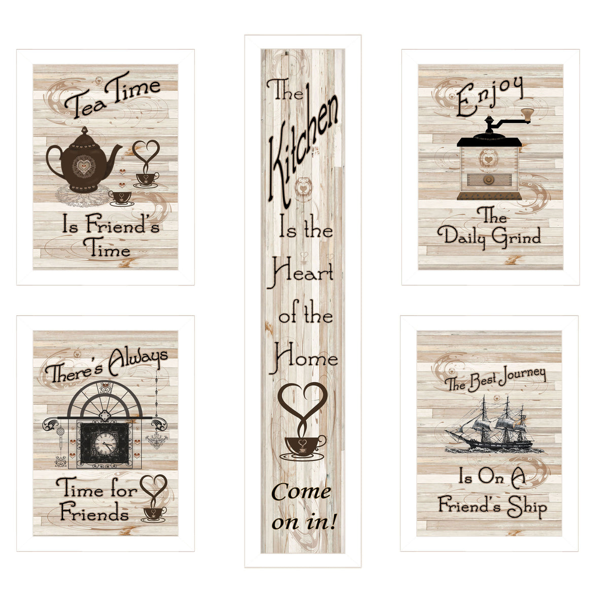 'Kitchen Friendship Collection' 5-Piece Vignette by Millwork Engineering, White Frame