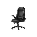 Contemporary Office Chair, Adjustable Height, Swivel, Ergonomic with Armrests, Black Leather-Look Finish, Black Metal Frame, Modern Design