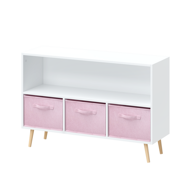 Modern Kids Bookcase with Collapsible Fabric Drawers