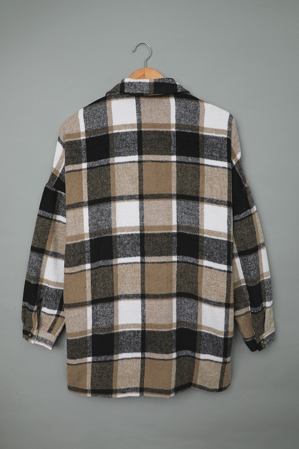 Orange Plaid Button Up Long Sleeve Flannel Shacket - Eloy Royal