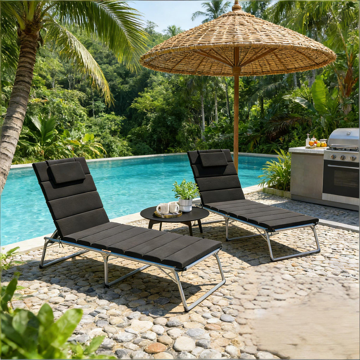 Outdoor Lounge Chair Cushion Set,Foldable Cushion Set of 2(Only Cushion)