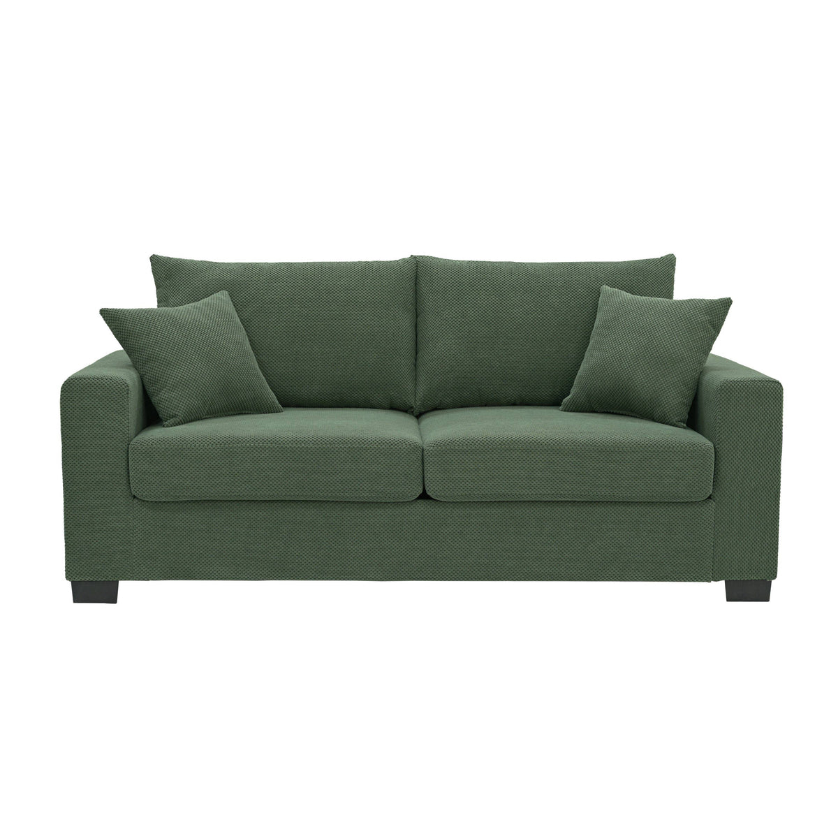 69-inch Two-Seater Sofa with Textured Fabric, Comfortable Upholstered Couch in , Wood and Fabric Frame with Sturdy Plastic Legs for Living Room, Apartment, Office