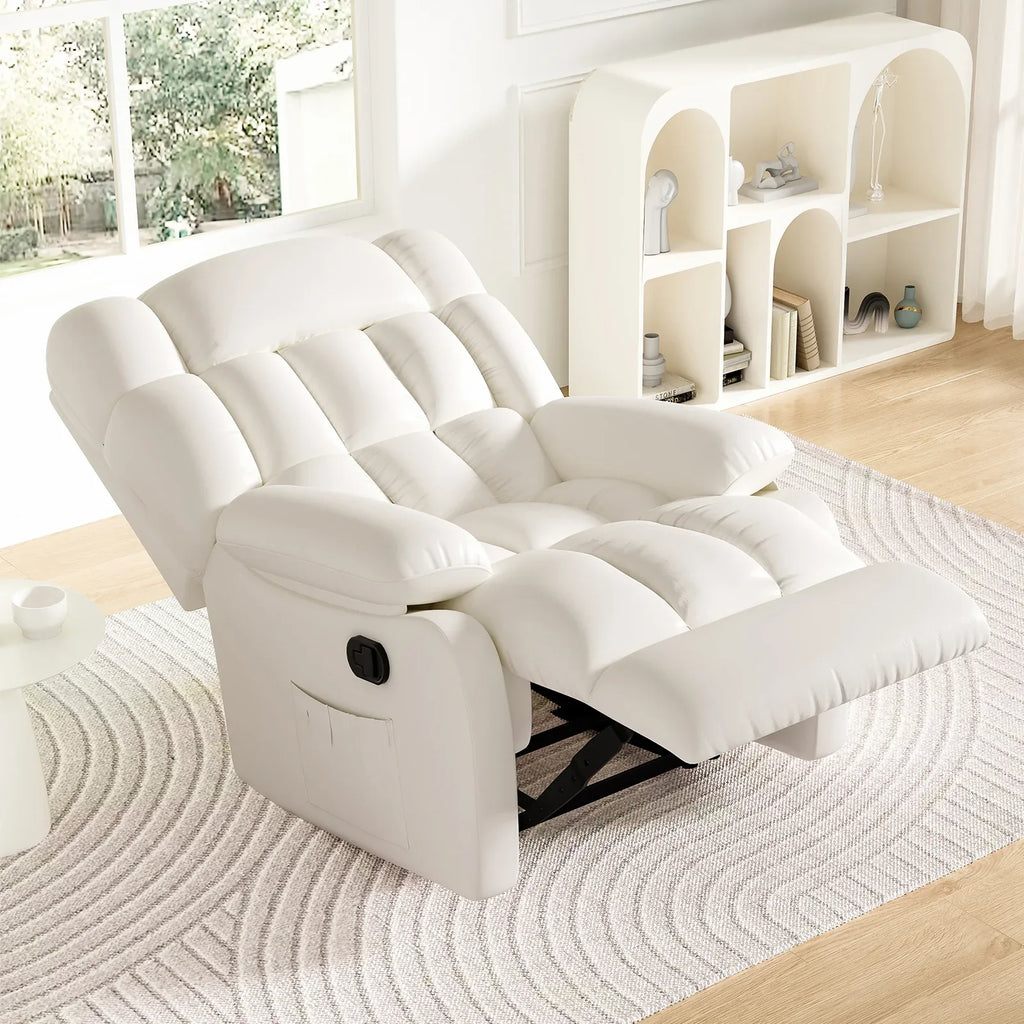 Recliner Chair, Upholstered Rocker Recliner Chair with Side Pocket, Ergonomic 110°-160° Adjustable Reclining Chairs for Adults, Single Sofa Chair with Footrest,Recliner Sofa for Living Room - Eloy Royal