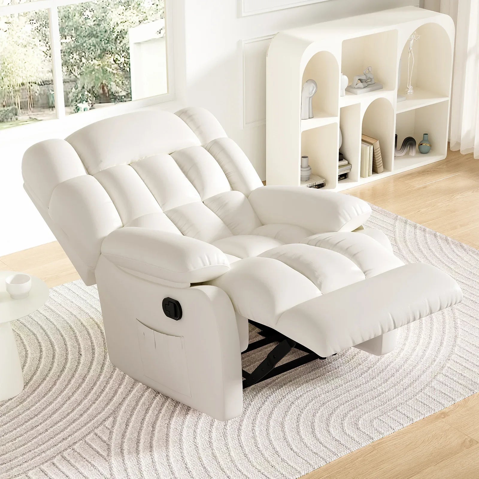 Recliner Chair, Upholstered Rocker Recliner Chair with Side Pocket, Ergonomic 110°-160° Adjustable Reclining Chairs for Adults, Single Sofa Chair with Footrest,Recliner Sofa for Living Room - Eloy Royal