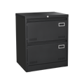 Modern Black Metal 2 Drawer Lateral File Cabinet with Lock for Home Office Use