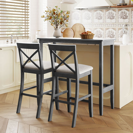 TOPMAX Farmhouse 48 in Rectangular Wood Bar Height Dining Set Kitchen Breakfast