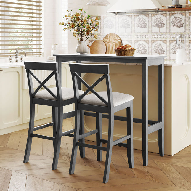 TOPMAX Farmhouse 48 in Rectangular Wood Bar Height Dining Set Kitchen Breakfast