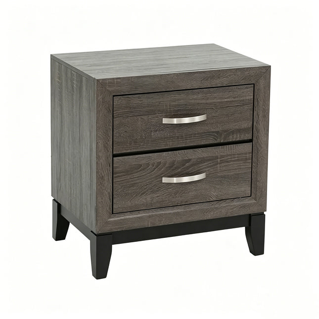 2 Drawer Nightstand Modern Bedside Table with Storage, Wood Grain Finish, Solid Wood Frame, Bedroom End Table, 24' Wide