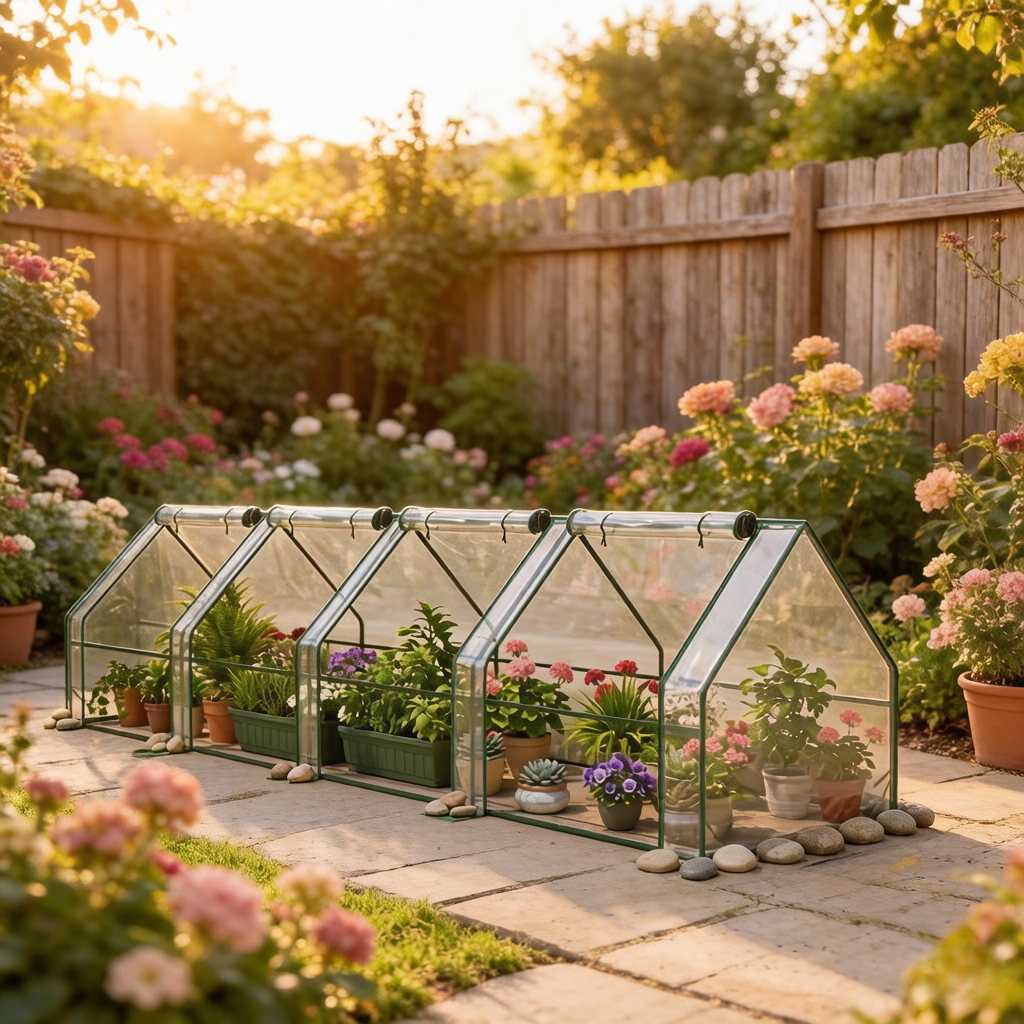 Portable Mini Greenhouse for Outdoor Garden, PE Cover with Water & UV Protection and Large Zipper Doors