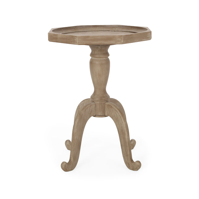 French Country Accent Table with Spider Leg Design in Natural and White MDF