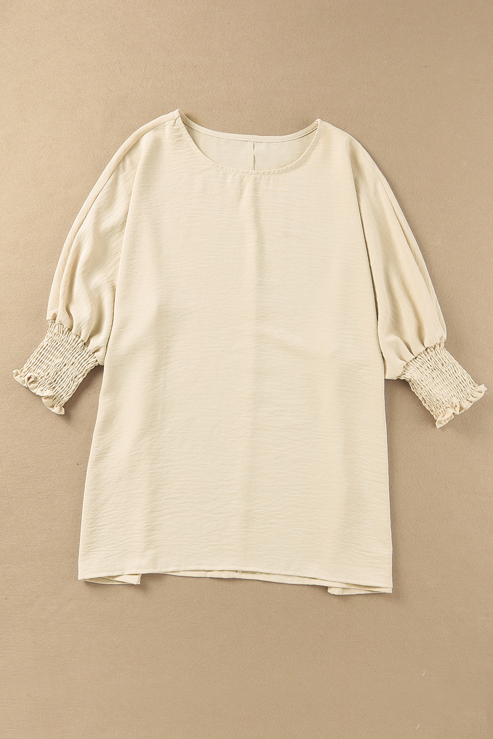 White Plain & Casual Shirred Cuffs Half Sleeve Top - Eloy Royal