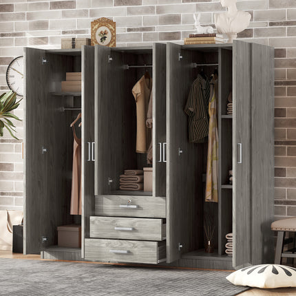 6-Doors Wooden Wardrobe Storage