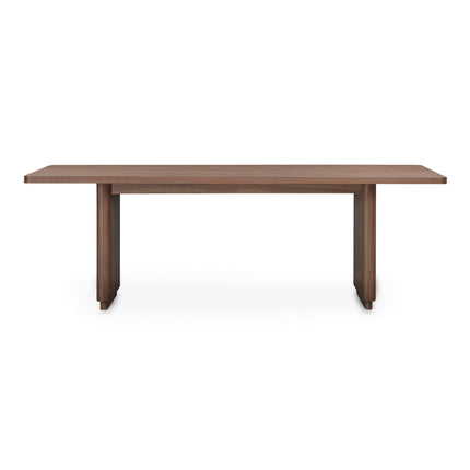Dining Table for 6, Rectangular Walnut Veneer Top with Rubber Wood Frame, Scandinavian Design, Brown