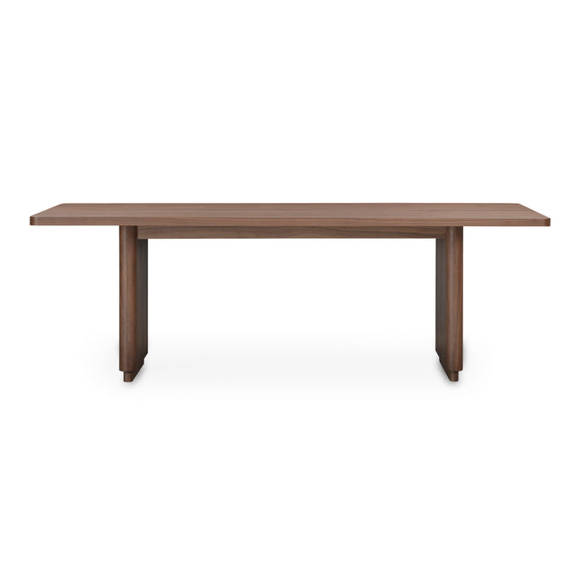 Dining Table for 6, Rectangular Walnut Veneer Top with Rubber Wood Frame, Scandinavian Design, Brown