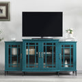 62' TV Stand, Buffet Sideboard Cabinet, Teal Blue