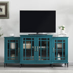 62' TV Stand, Buffet Sideboard Cabinet, Teal Blue