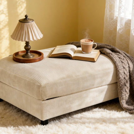 Corduroy Upholstered Rectangle Ottoman