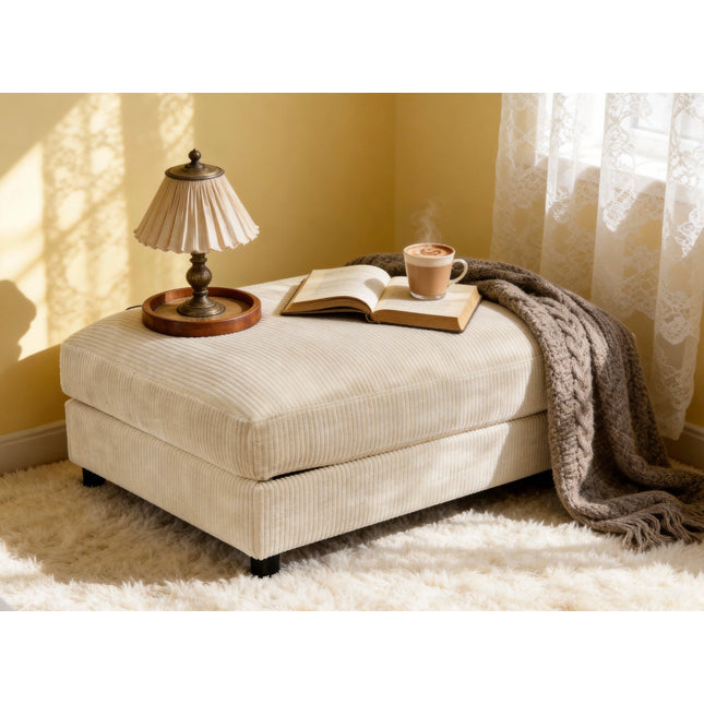 Corduroy Upholstered Rectangle Ottoman