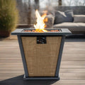 28' Propane Gas Fire Pit Table, 50000 BTU Square Steel Fire Pit for Outside Patio Deck Garden Courtyard -Brown - Eloy Royal