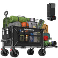 58' L Foldable Wagon with Extended Tailgate, Extra Long Extender Wagon Cart, Heavy Duty 500LBS with All-Terrain Big Wheels for Camping Shopping Sports Beach, Black