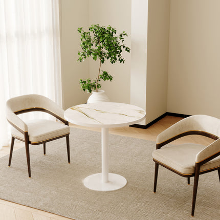Round Modern Dinning Table 31.5 inches Bistro Table Tulip Table with Faux Marble top,Easy Assemble,Sturdy Metal Frame Diameter