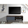 Contemporary 47 in Faux Wood TV Stand Media Console for TVs up to 50'-55', 2 Shelves and Cabinet Entertainment Unit, Dark Wanut/Gray