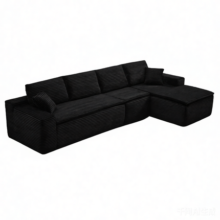 134' Modern Minimalist Modular Sectional Couch, Comfort L Shaped 4-Seat Lounge Sofa with Seat Cushion, Right Hand Facing