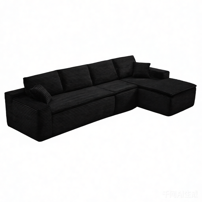 134' Modern Minimalist Modular Sectional Couch, Comfort L Shaped 4-Seat Lounge Sofa with Seat Cushion, Right Hand Facing