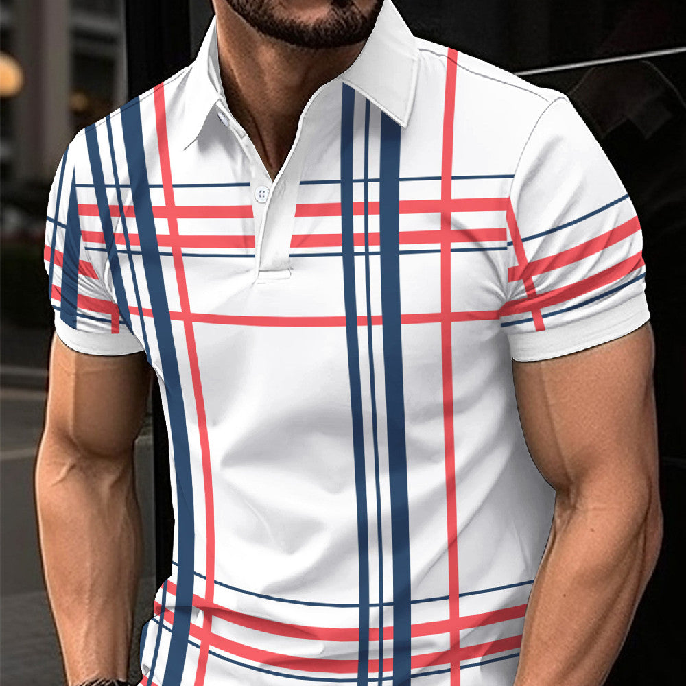 Men's Printed Lapel Button Sport Short Sleeved Shirt - Eloy Royal