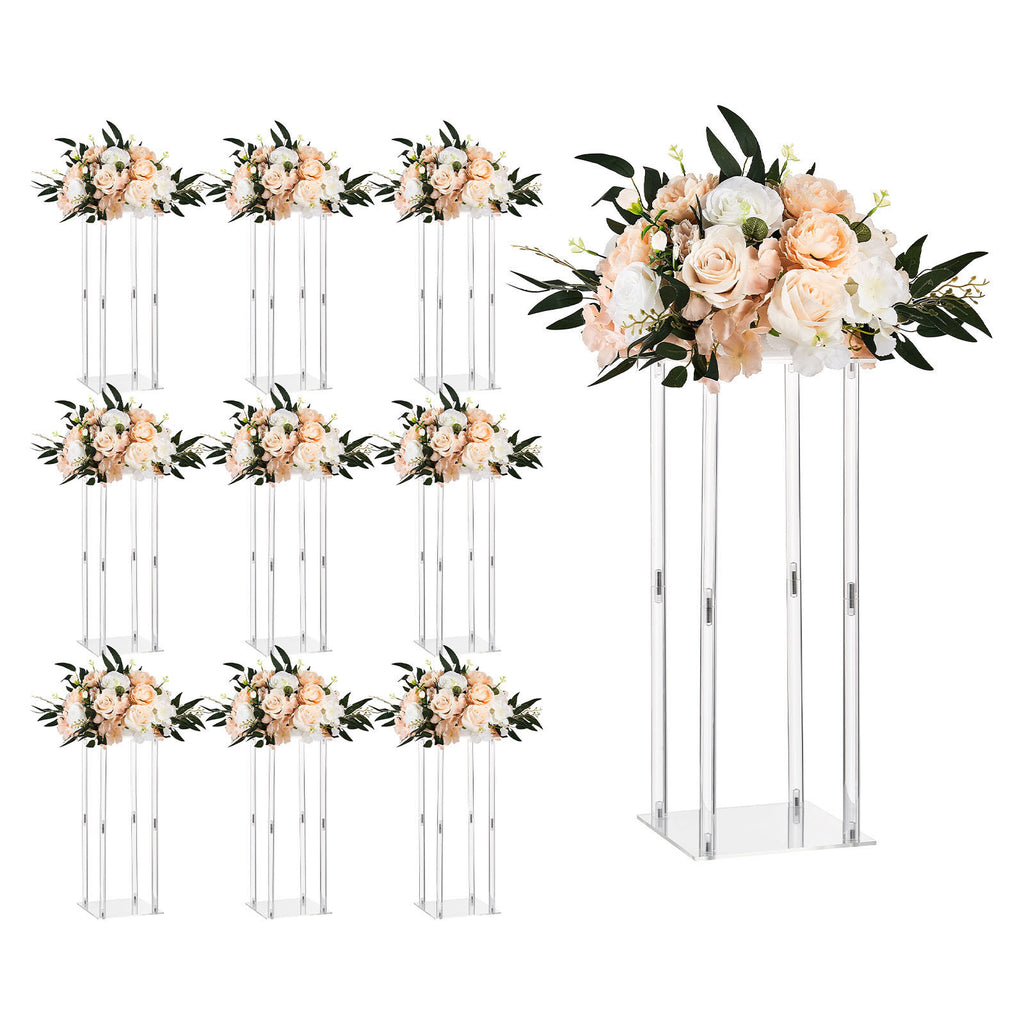 Wedding Flower Stand, 10PCS 19.69-inch Column Flower Stand, Floral Stands with Acrylic Laminate, Cylindrical Cubic Floral Display Rack for Wedding, Party, Birthday, Home, Centerpiece Stands