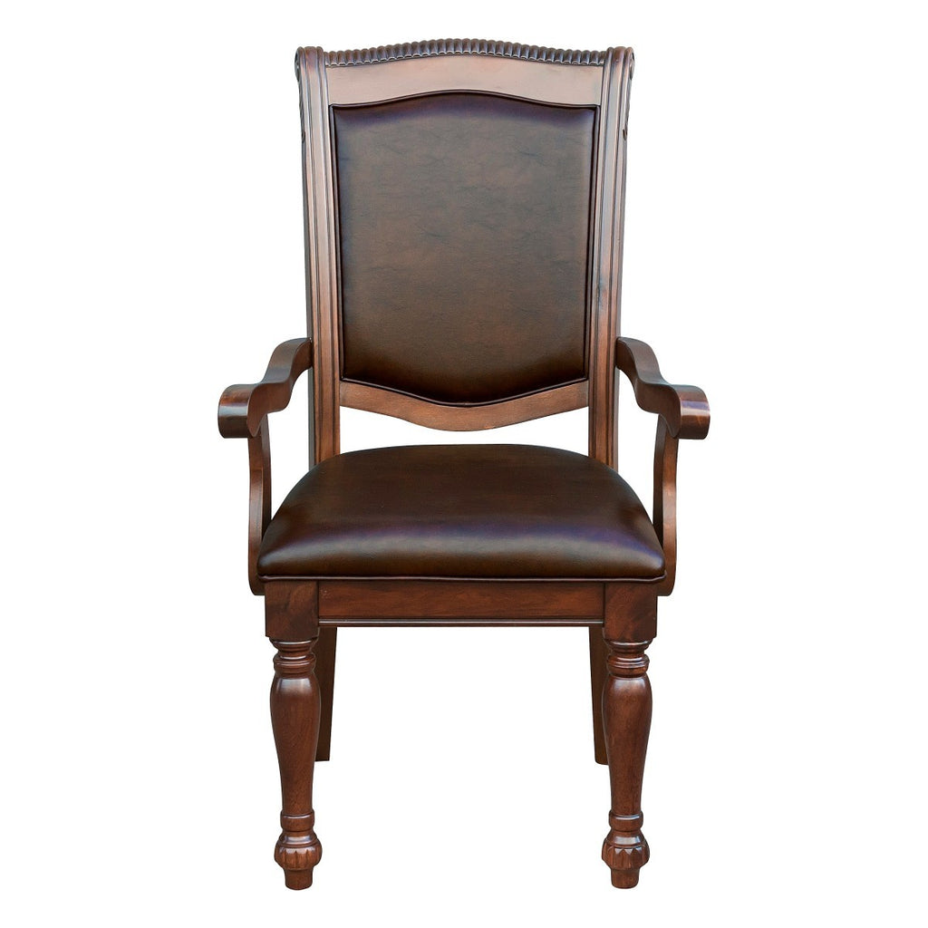 Arm Chairs Dining Room Wood Veneer Traditional Set of 10 Brown
