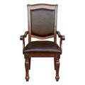 Arm Chairs Dining Room Wood Veneer Traditional Set of 10 Brown
