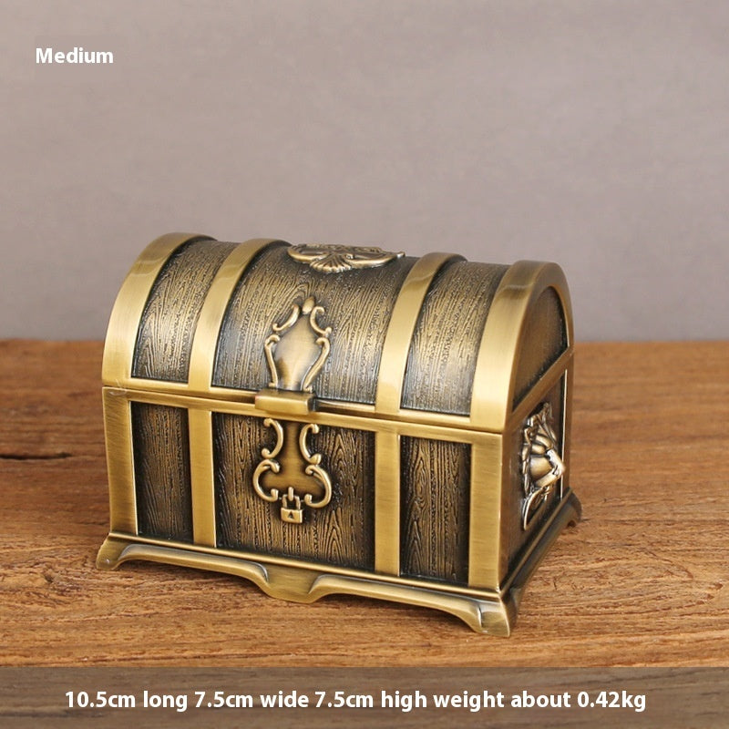 Retro Chinese Style Wedding Jewelry Box Alloy Hand Jewelry Storage Box With Lock