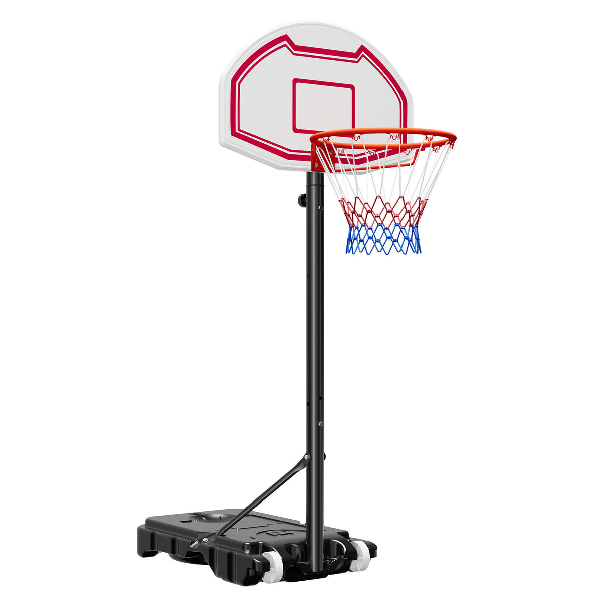 Portable Basketball Stand, 5.2 to 6.9 ft Height Adjustment Basketball Hoop & Goal, Kids Adjustable Basketballs Hoop with Nylon Net & Rolling Wheels, Portable Backboard Set for Patios, Poolside