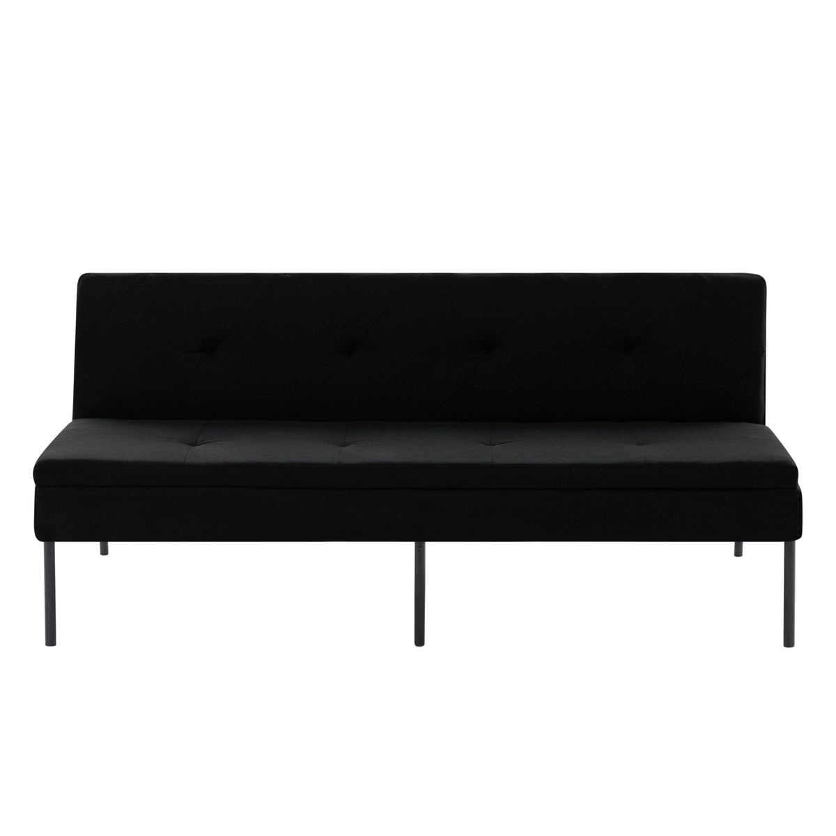 Black 3-Seater Futon Sofa Bed, Twin Folding Sleeper Sofa, Sturdy Metal Frame, Skin-Friendly Polyester Upholstery, Adjustable Backrest, Convertible Couch for Small Spaces, Apartment, Dorm, Office